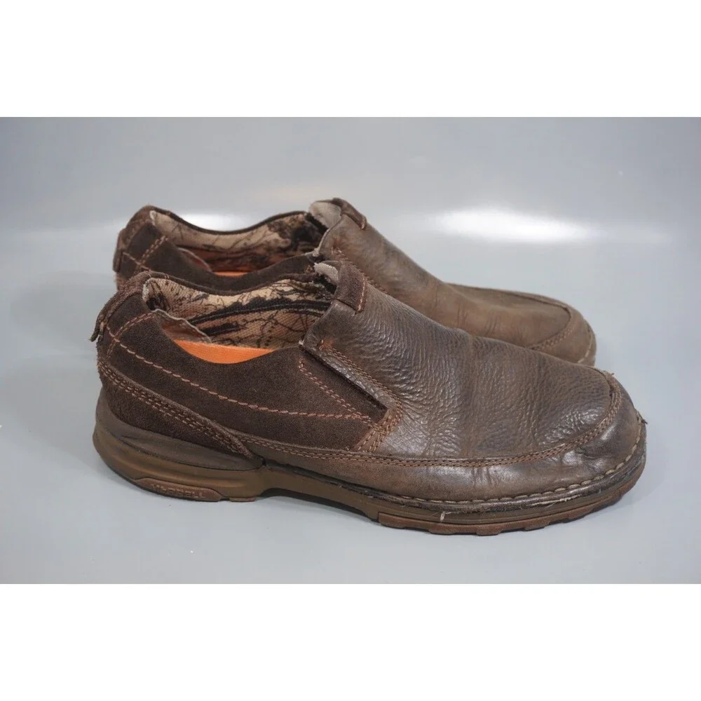 Merrell Traveler Rove Moc Men's Sz 9.5 Slip On Waterproof Brown Leather Shoes